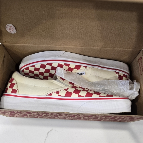 Vans off the wall Classic slip on primary check red and white - Picture 12 of 14